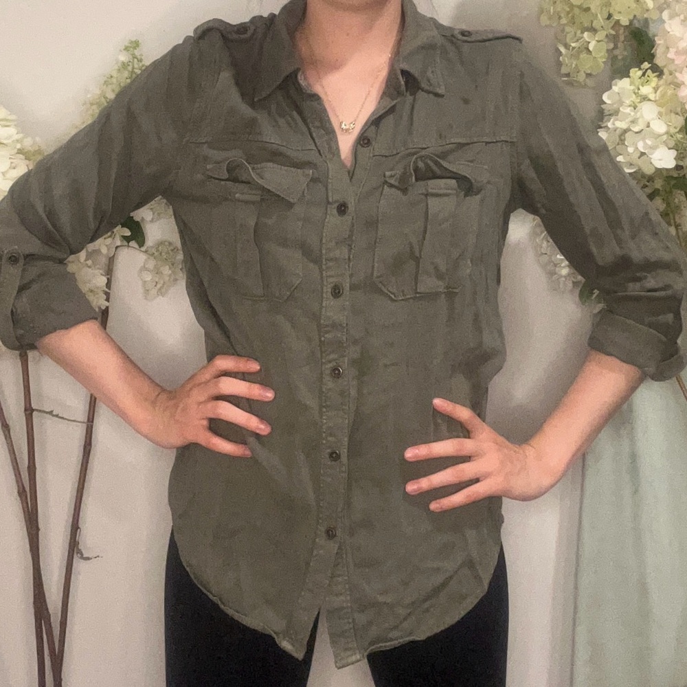 Mossimo Supply Co. Khaki Button-Down Shirt